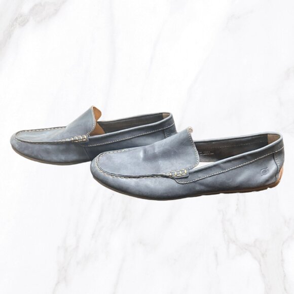 Born Men\'s‎ Navy Nubuck Allan Driving Moccasins, Size 14M main image 4